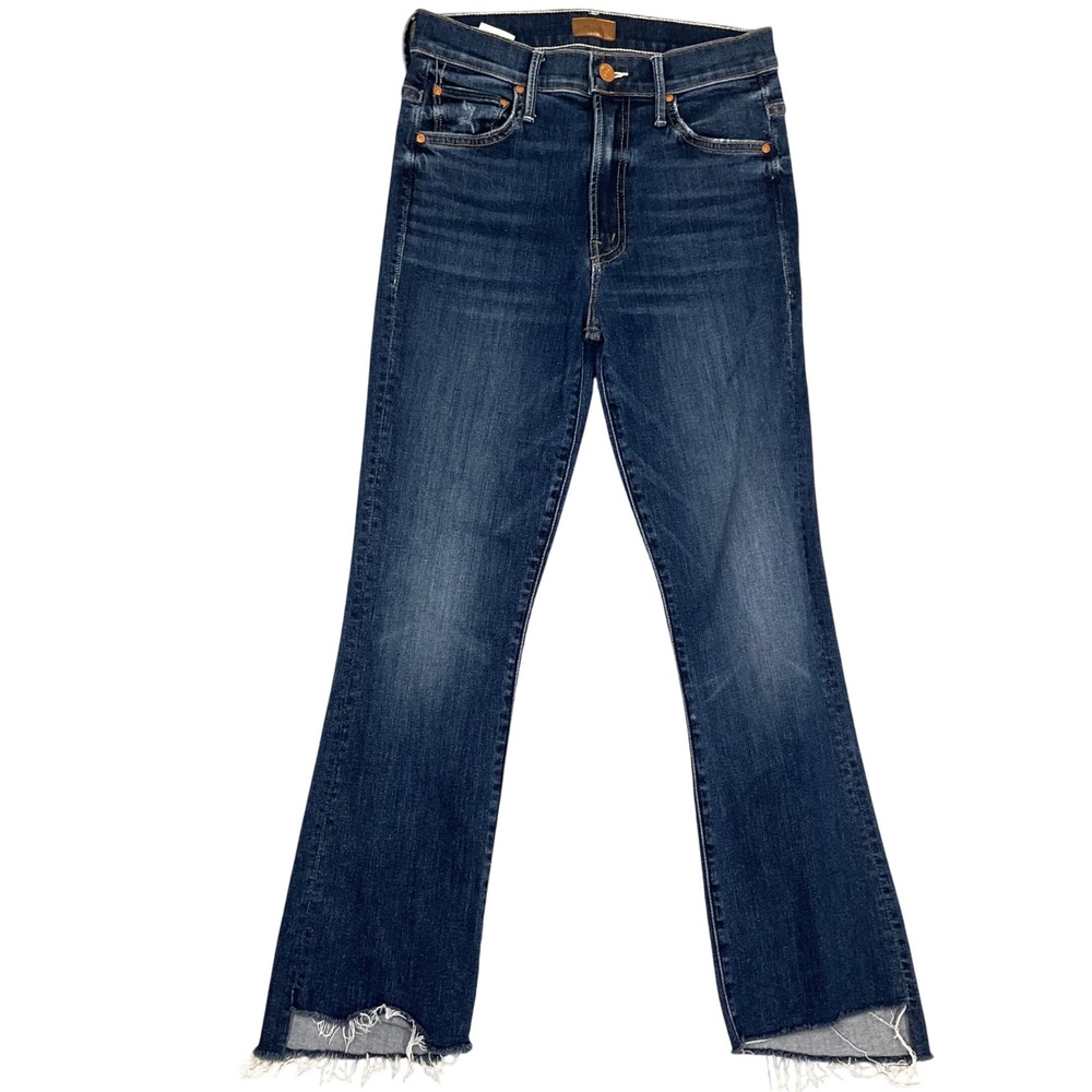 Mother The Insider Jeans Women 25 Blue Crop Step Fray High Rise Flare USA